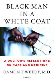 Black man in a white coat cover